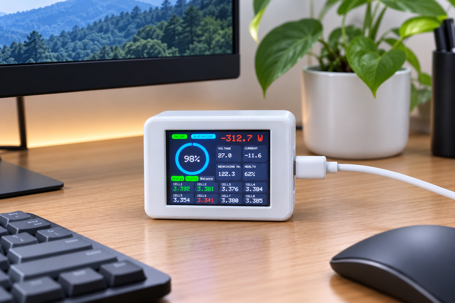 จอเสริมตั้งโต๊ะ 2 นิ้ว สำหรับ BMS Monitor
